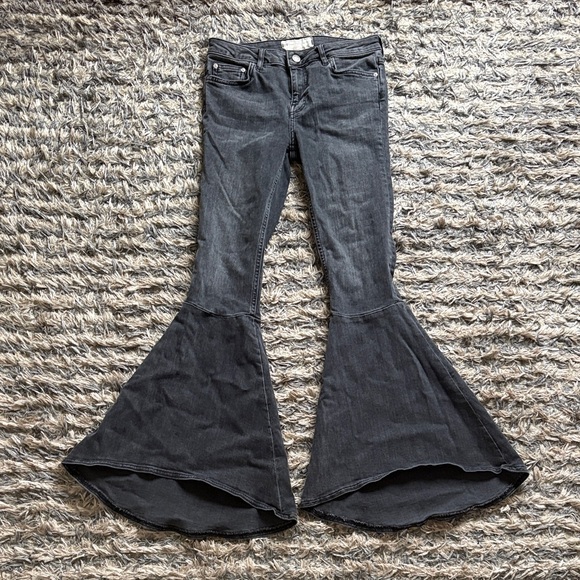 Free People Denim - Free People Black Flare & Wide Leg Jeans